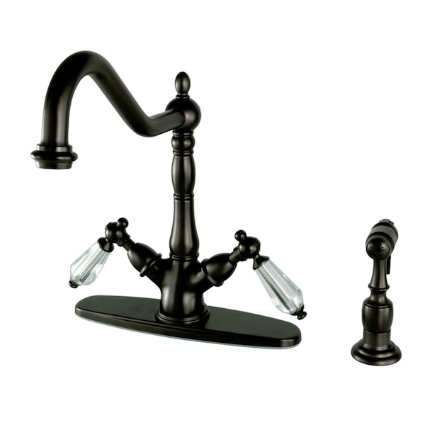 KS1235WLLBS Mono Deck Mount Kitchen Faucet W/ Brass Sprayer, Bronze